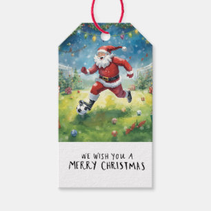 Soccer Christmas with Santa Claus playing ball  Gift Tags