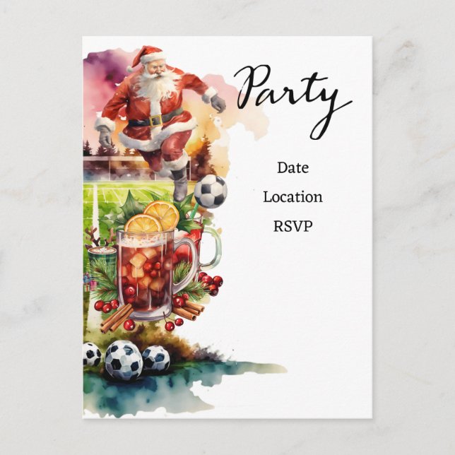 Soccer Christmas with Santa Claus playing ball  Postcard (Front)
