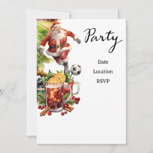 Soccer Christmas with Santa Claus playing ball  Save The Date