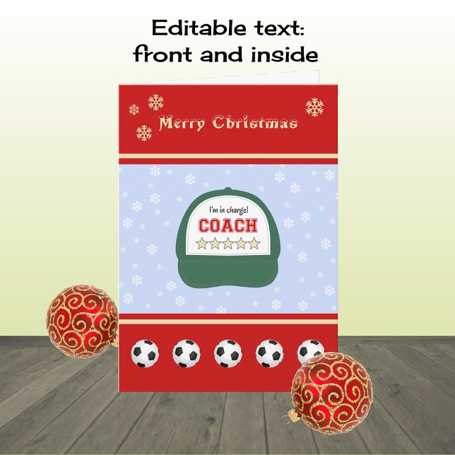Soccer coach christmas holidays custom greeting holiday card (Creator Uploaded)