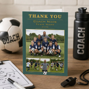Soccer Coach Collage Team 4 Photo Thank you Card