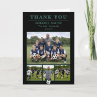 Soccer Coach Collage Team 4 Photo Thank you Card