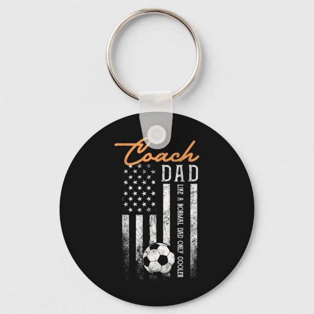 Soccer Coach Dad Like A Normal Dad Only Cooler Usa Keychain (Front)