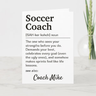 Soccer Coach Definition Personalized Thank You Card