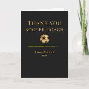 Soccer Coach Elegant Black Gold Team Appreciation Thank You Card