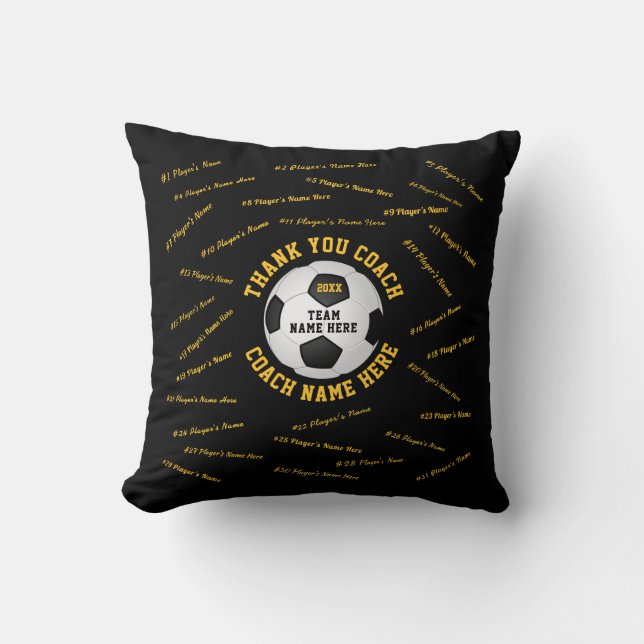 Soccer Coach Thank You Gifts, ALL Players Names Throw Pillow (Front)