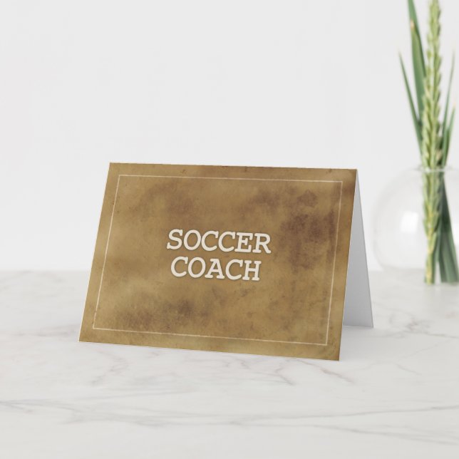 Soccer Coach Thanks Definition Simple Brown Grunge Card (Front)