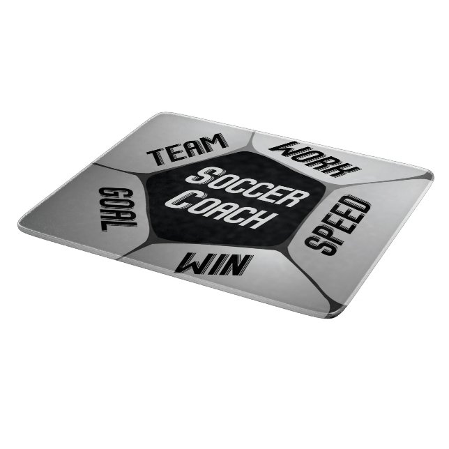Soccer Coach Thanks Large Ball Cutting Board (Corner)