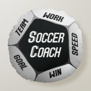 Soccer Coach Thanks Large Ball Round Pillow