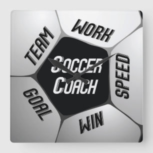 Soccer Coach Thanks Large Ball Square Wall Clock