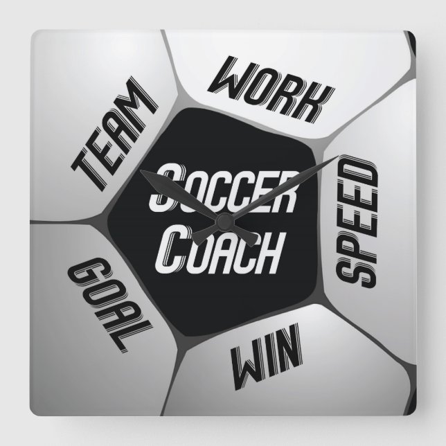 Soccer Coach Thanks Large Ball Square Wall Clock (Front)