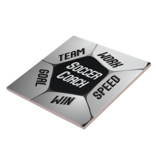 Soccer Coach Thanks Large Ball Tile