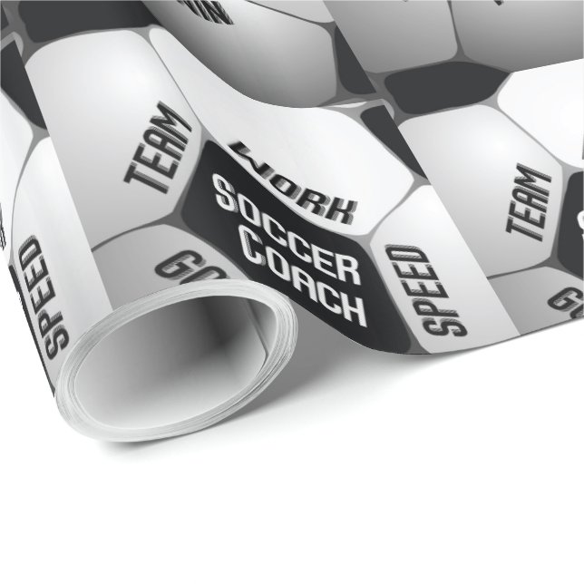 Soccer Coach Thanks Large Ball Wrapping Paper (Roll Corner)