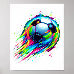 Soccer Colorful Tie Dye Soccer Ball T Shirt  Poster