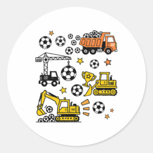 Soccer Construction Trucks Lover Game Day Brother  Classic Round Sticker