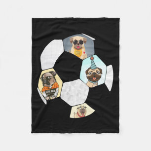 Soccer Cool Dog Pug Life Pug Birthday Cute Pug Fleece Blanket