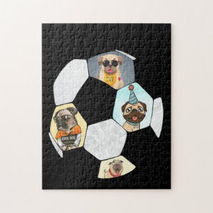 Soccer Cool Dog Pug Life Pug Birthday Cute Pug Jigsaw Puzzle