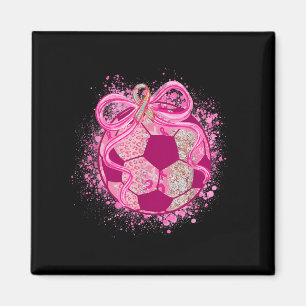 Soccer Coquette Bow Breast Cancer Awareness Pink R Magnet