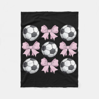 Soccer Coquette Bow Cute Soccer Graphic For Girls  Fleece Blanket