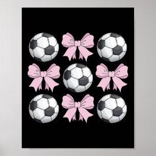 Soccer Coquette Bow Cute Soccer Graphic For Girls Poster