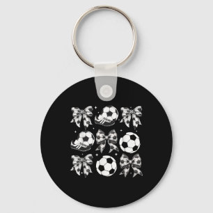 Soccer Coquette Bow Women Girls Soccer Game Day Keychain