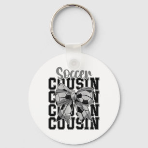 Soccer Cousin Coquette Bow Biggest Fan Sport Lover Keychain