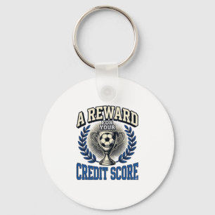 Soccer Credit Score Vintage Trophy Keychain