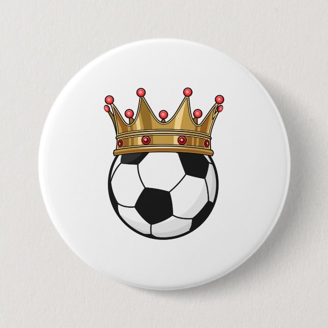 Soccer Crown King 3 Inch Round Button (Front)
