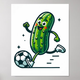 Soccer Cucumber Kicking Byll Funny Pickle Player Poster