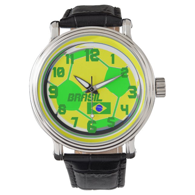 Soccer customizable flag and name Brasil Watch (Front)