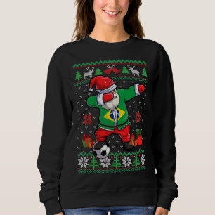 Soccer Dabbing Santa Brazil Flag Ugly Christmas Sw Sweatshirt