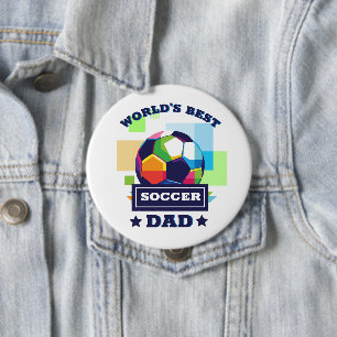 Soccer dad colourful text father's day sports 4 inch round button