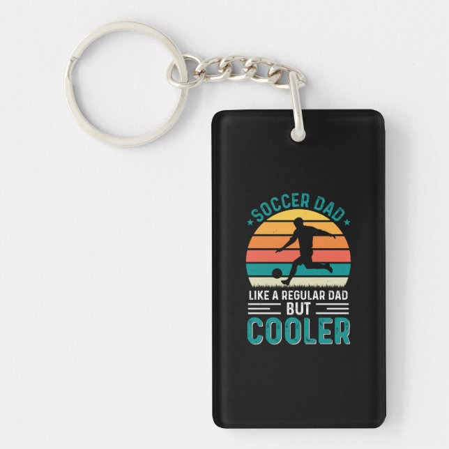 Soccer Dad Retro Sunset Keychain (Front)