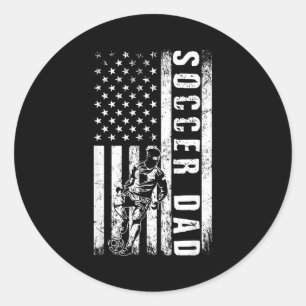 Soccer Dad Usa Flag Soccer Team Fan Daddy Fathers Classic Round Sticker