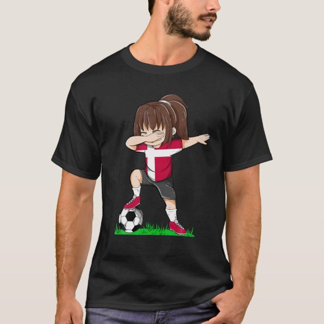 Soccer Denmark Jersey Danish Flag Football Girls D T-Shirt (Front)