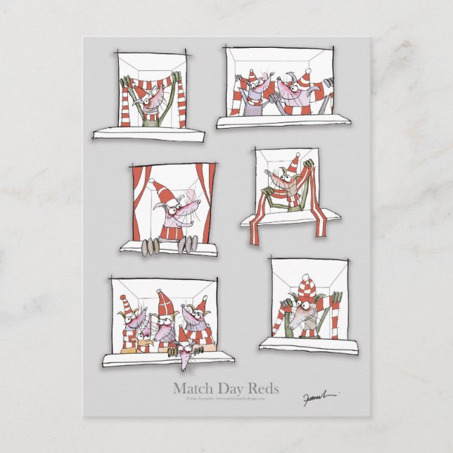 soccer dogs match day reds postcard (Front)
