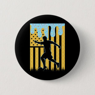 Soccer Drip Boys Dripping Ice Cream American Flag  2 Inch Round Button