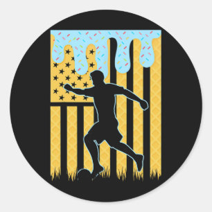 Soccer Drip Boys Dripping Ice Cream American Flag Classic Round Sticker