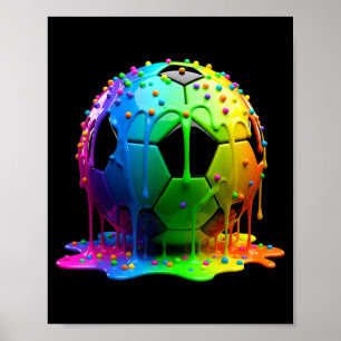 Soccer Drip Boys Ice Cream Drip Colorful For Boys Poster