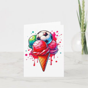 Soccer Drip Ice Cream Watercolor Cone With Sprinkl Card