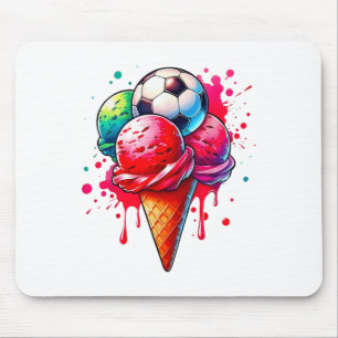 Soccer Drip Ice Cream Watercolor Cone With Sprinkl Mouse Pad