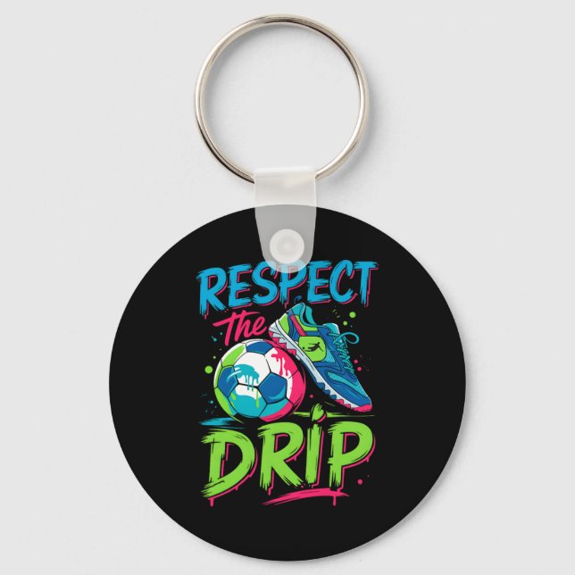 Soccer Drip Melting Ice Cream Respect The Drip Boy Keychain (Front)