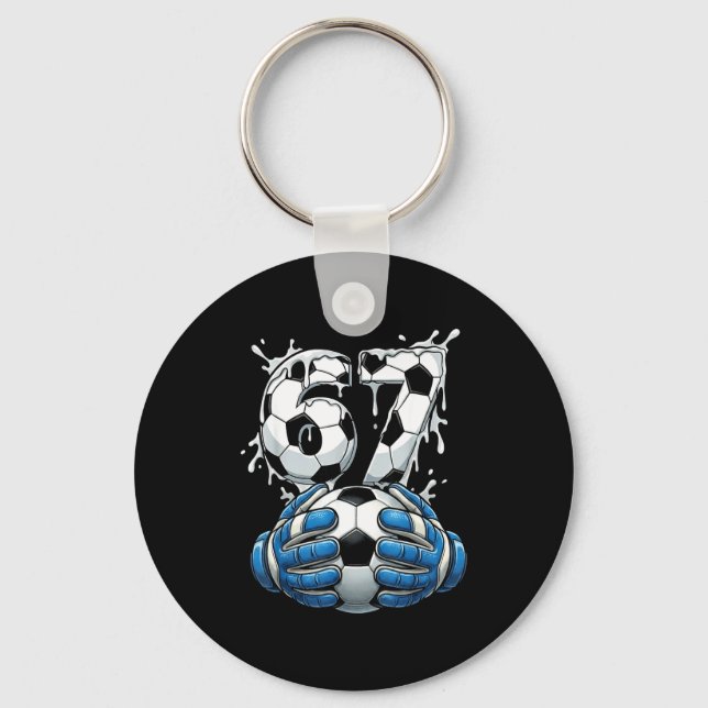Soccer Drip Number 67 Boys Soccer Goalkeeper 67  Keychain (Front)