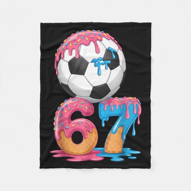 Soccer Drip Number 67 Boys Soccer Player 67  Fleece Blanket (Front)