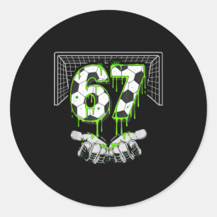 Soccer Drip Number 67 Boys Soccer Player 67 Footba Classic Round Sticker
