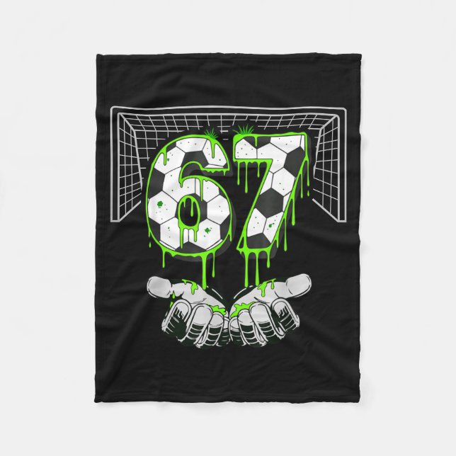 Soccer Drip Number 67 Boys Soccer Player 67 Footba Fleece Blanket (Front)