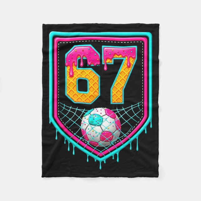Soccer Drip Number 67 Soccer Player  Fleece Blanket (Front)