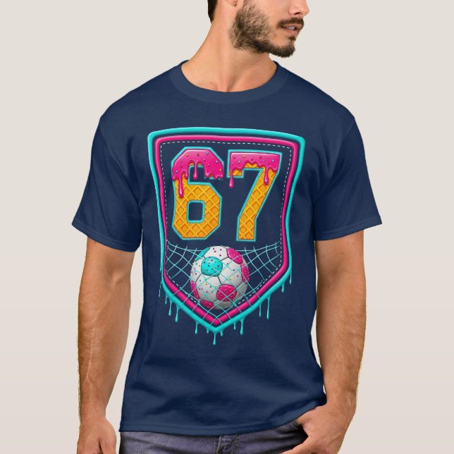 Soccer Drip Number 67 Soccer Player T-Shirt (Front)