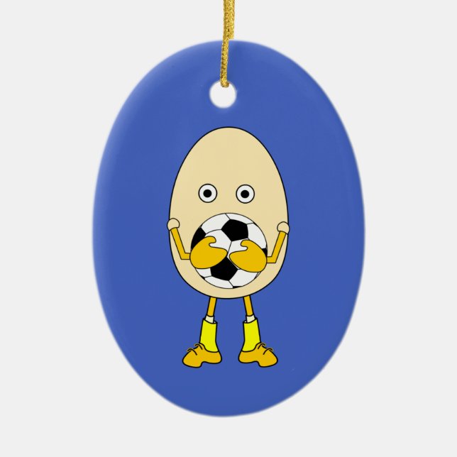 Soccer Egghead Ceramic Ornament (Front)