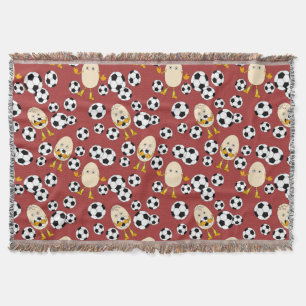 Soccer Egghead Pattern Throw Blanket